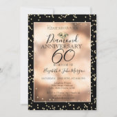 Invitation Élégantes Diamants Or, Confettis Mariage Anniversa (Devant)