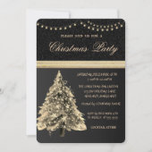 Invitation Elégantes Étoiles Arbre de Noël, Noir, Fête de Noë (Devant)