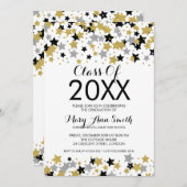 Invitation Élégantes Etoiles de Parties scintillant Gold Silv (Devant / Derrière)