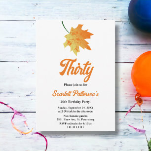 Invitation Elegantes feuilles d'automne orange 30e anniversai