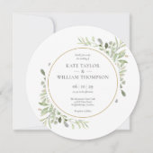 Invitation Élégantes feuilles de verdure mariage circulaire (Devant)
