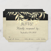 Invitation Élégantes feuilles dorées fausses RSVP (Devant / Derrière)