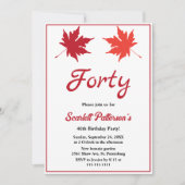 Invitation Élégantes Feuilles Rustiques d'Automne Chic 40e An (Devant)