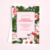 Invitation Élégantes Filles Florales 1er anniversaire