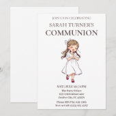 Invitation Élégantes filles première communion (Devant / Derrière)
