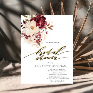 Invitation Élégantes fleurs blanches de Bourgogne pour la dou