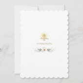 Invitation Élégantes Fleurs blanches Or Première Sainte Commu (Dos)