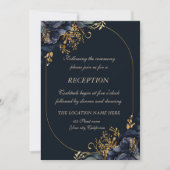 Invitation Élégantes Fleurs Bleu Marine Chic (Devant)
