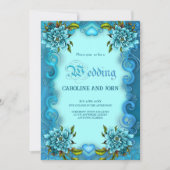 Invitation Élégantes fleurs bleues (Devant)