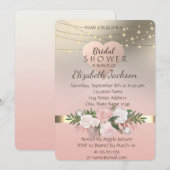 Invitation Élégantes,Fleurs Chic ,Cœur (Devant / Derrière)