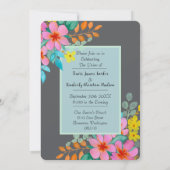 Invitation Élégantes fleurs d'aquarelle modernes sur gris fon (Dos)