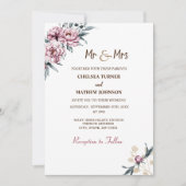 Invitation Élégantes fleurs d'aquarelle pivoines (Devant)