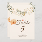 Invitation Élégantes fleurs d'automne doré Numéro de tableau  (Devant / Derrière)