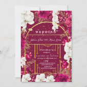 Invitation élégantes fleurs de couleur terre rose mariage ind (Devant)
