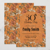 Invitation Élégantes fleurs de lys pour anniversaire (Devant / Derrière)