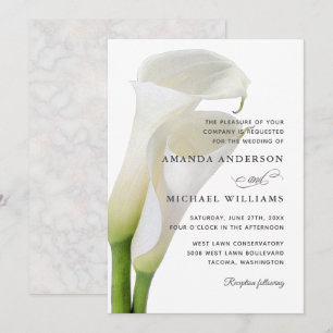 Invitation Élégantes Fleurs de Mariage de Lys Calla Blancs