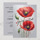 Invitation Élégantes fleurs de pavot rouge Mariage floral (Devant / Derrière)