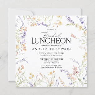 Invitation Élégantes fleurs florales d'été Déjeuner nuptial