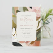 Invitation Elégantes fleurs florales peinture 50e anniversair (Debout devant)