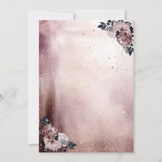 Invitation Élégantes Fleurs Gold Frame Retraite (Dos)