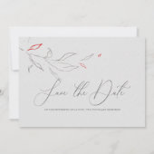 Invitation Élégantes fleurs grises et rouges simples Enregist (Dos)