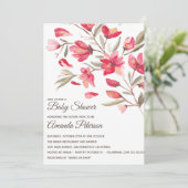 Invitation Élégantes fleurs roses et rouges dans le Baby show (Debout devant)