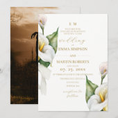 Invitation Élégantes Fleurs Rustiques Mariage Calla (Devant / Derrière)