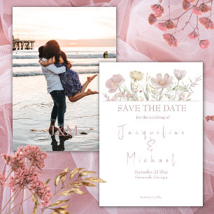 Invitation Élégantes Fleurs Sauvages Botaniques Photo Enregis