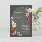 Invitation Élégantes florales Arche fleurie Mariage vert fonc (Debout devant)