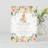 Invitation Élégantes Florales Filles 1er Anniversaire Invitat (Debout devant)