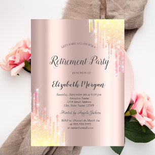 Invitation Élégantes Gouttes de Paillettes Ombrées Rose Gold