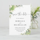 Invitation Élégantes Hydrangeas Mariage Enregistrer La Date (Debout devant)