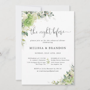 Invitation Élégantes Hydrangeas Mariage La Nuit Avant 