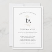 Invitation Élégantes Initiales Classiques Mariage Simple Blan (Devant)