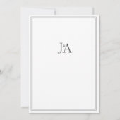 Invitation Élégantes Initiales Classiques Mariage Simple Blan (Dos)