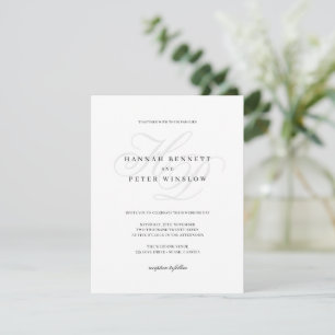 Invitation Élégantes Initiales de Monogramme de Mariage Blanc