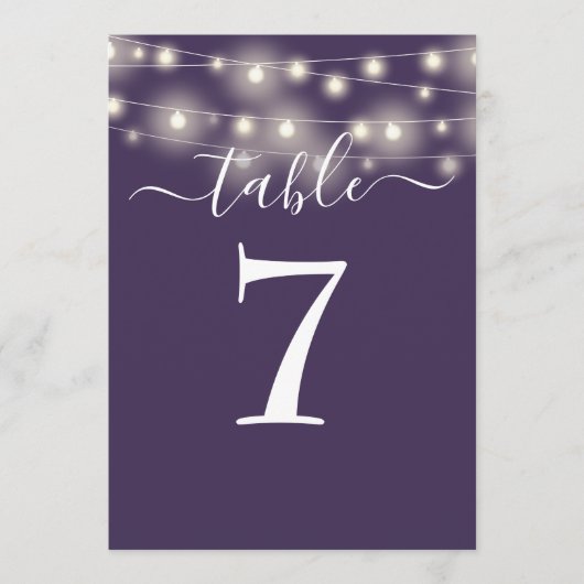 Invitation Élégantes lumières de chaîne violettes numéro de t (Devant)