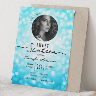 Invitation Élégantes lumières scintillantes Sweet 16 Annivers
