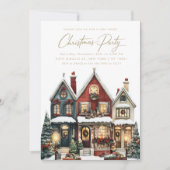 Invitation Élégantes Maisons Classiques Village Noël (Devant)