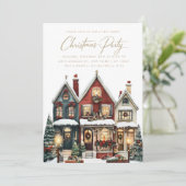 Invitation Élégantes Maisons Classiques Village Noël (Debout devant)