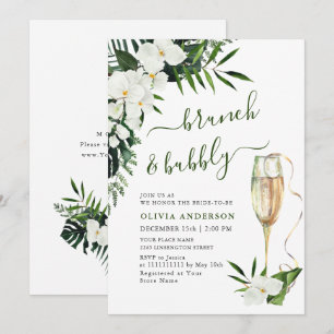 Invitation Élégantes orchidées blanches bohèmes BRUNCH & BULL