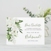 Invitation Élégantes Orchidées Blanches Serez-Vous Ma Serveus (Debout devant)