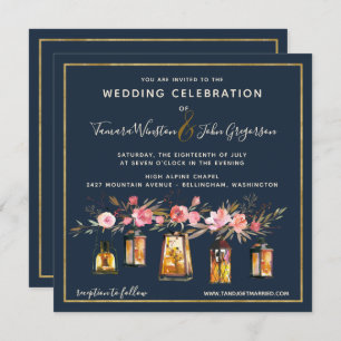 Invitation Élégantes Peonies à cordes rustiques Lumières Mari