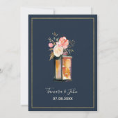 Invitation Élégantes Peonies Lanternes rustiques Marine Coral (Dos)