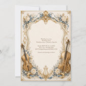 Invitation Élégantes perles bleues florales cordes mariage lu (Dos)