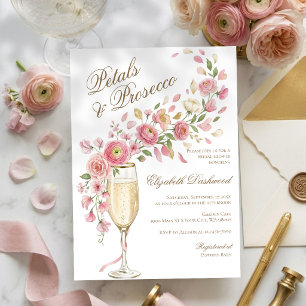 Invitation Élégantes Pétales et Fête de Fiançailles Florale P