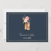 Invitation Élégantes pivoines Lanternes rustiques Marine Cora (Dos)