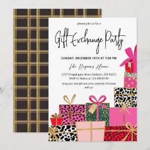 Invitation Élégantes Présents Fête d'échange de cadeaux de No