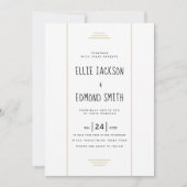Invitation Élégantes rayures beige simple mariage (Devant)