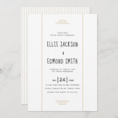 Invitation Élégantes rayures beige simple mariage (Devant / Derrière)